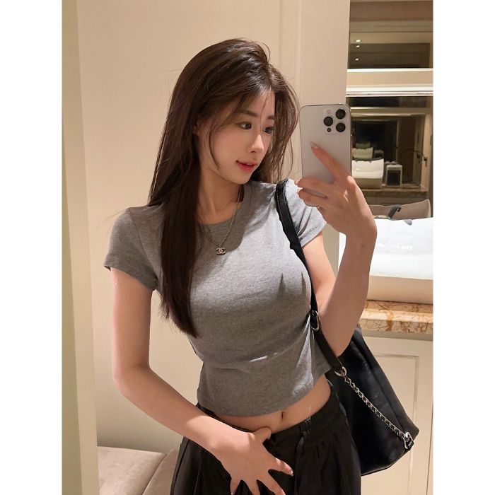 CGEYL9007-53B 精梳棉40支後包領夏季短款正肩上衣(6色)