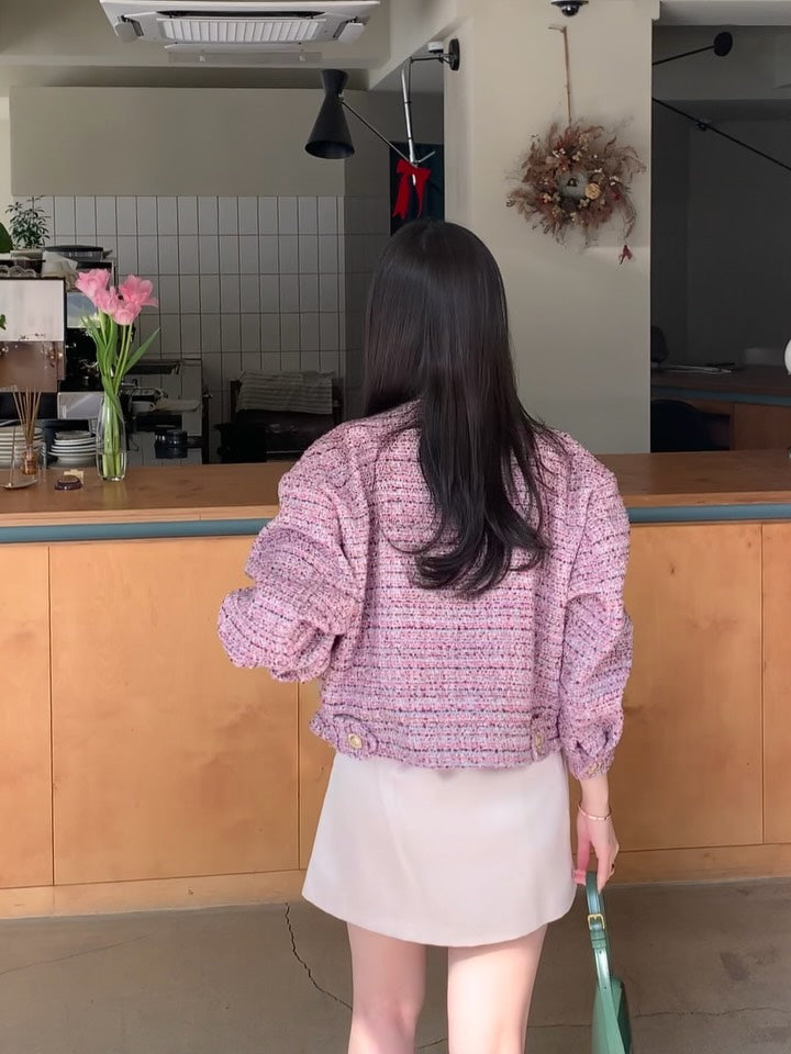 CGC6273-58B 粗花呢小香風夾克短外套(2色)