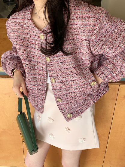 CGC6273-58B 粗花呢小香風夾克短外套(2色)