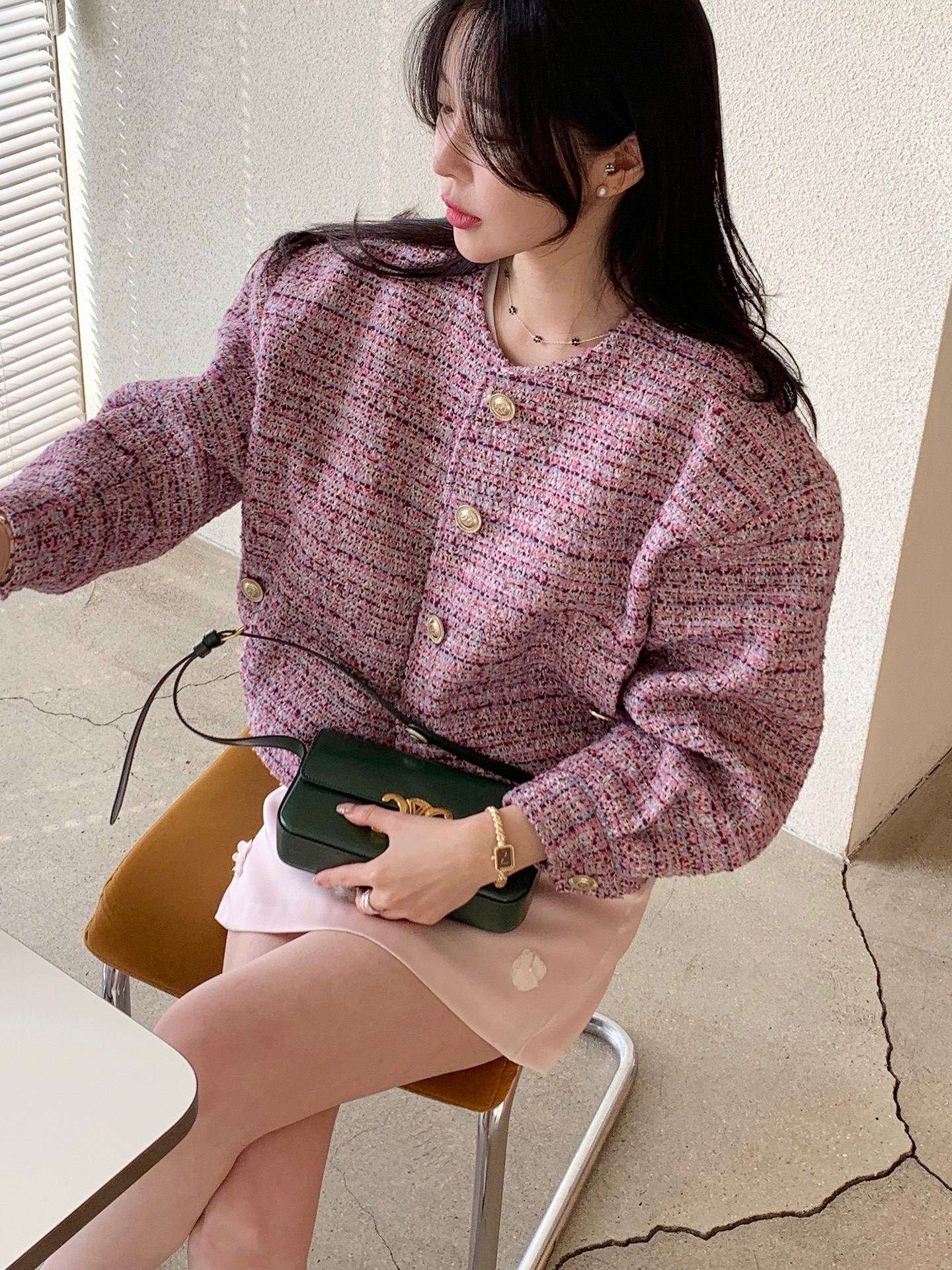 CGC6273-58B 粗花呢小香風夾克短外套(2色)