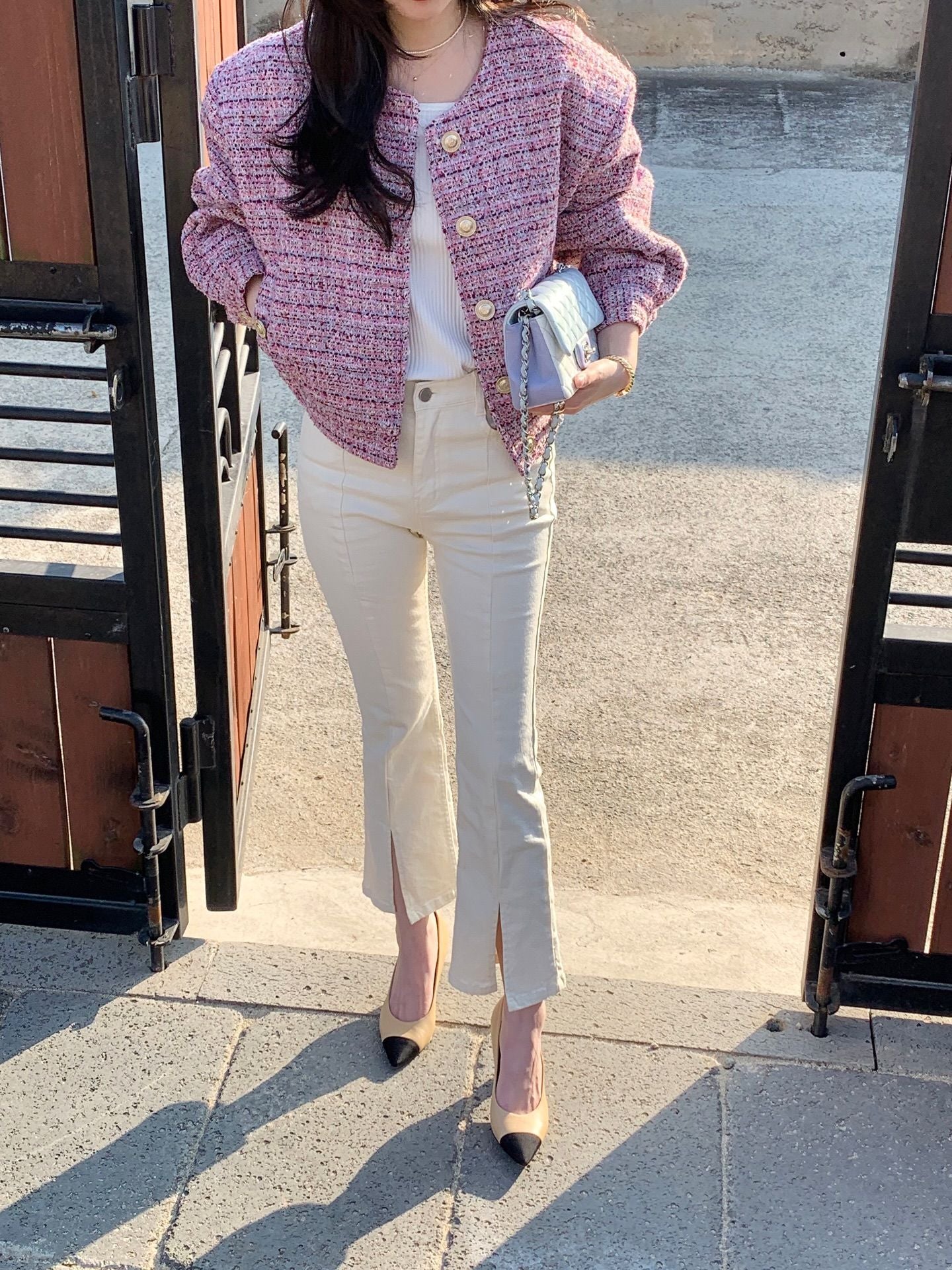 CGC6273-58B 粗花呢小香風夾克短外套(2色)