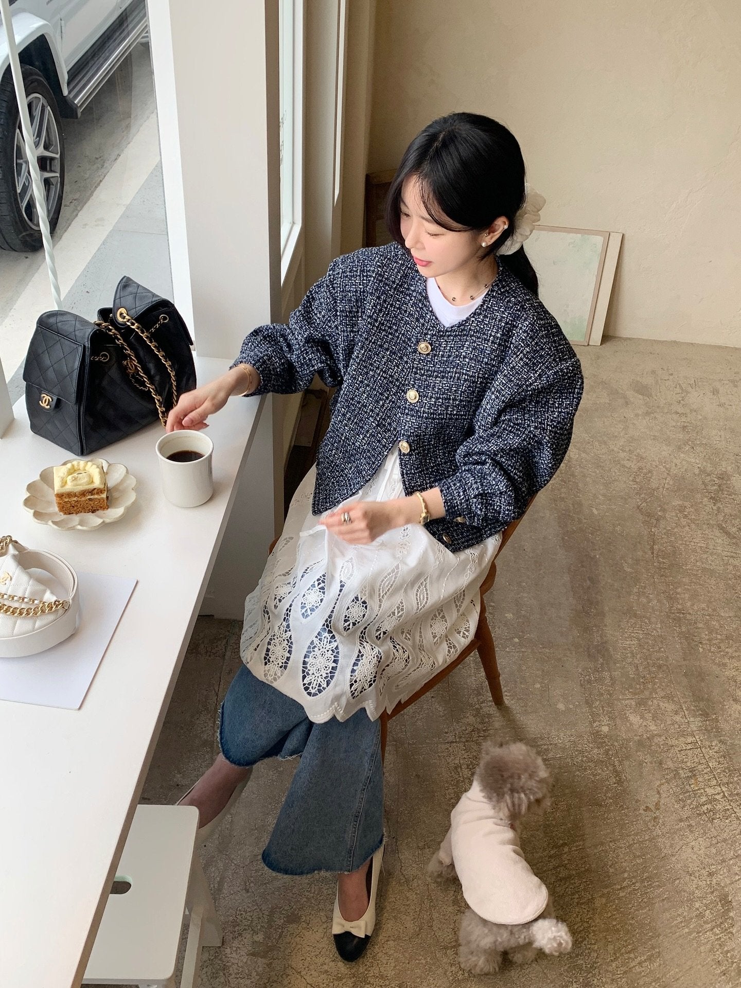 CGC6273-58B 粗花呢小香風夾克短外套(2色)