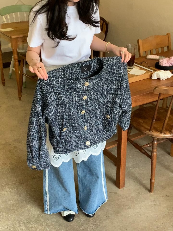 CGC6273-58B 粗花呢小香風夾克短外套(2色)