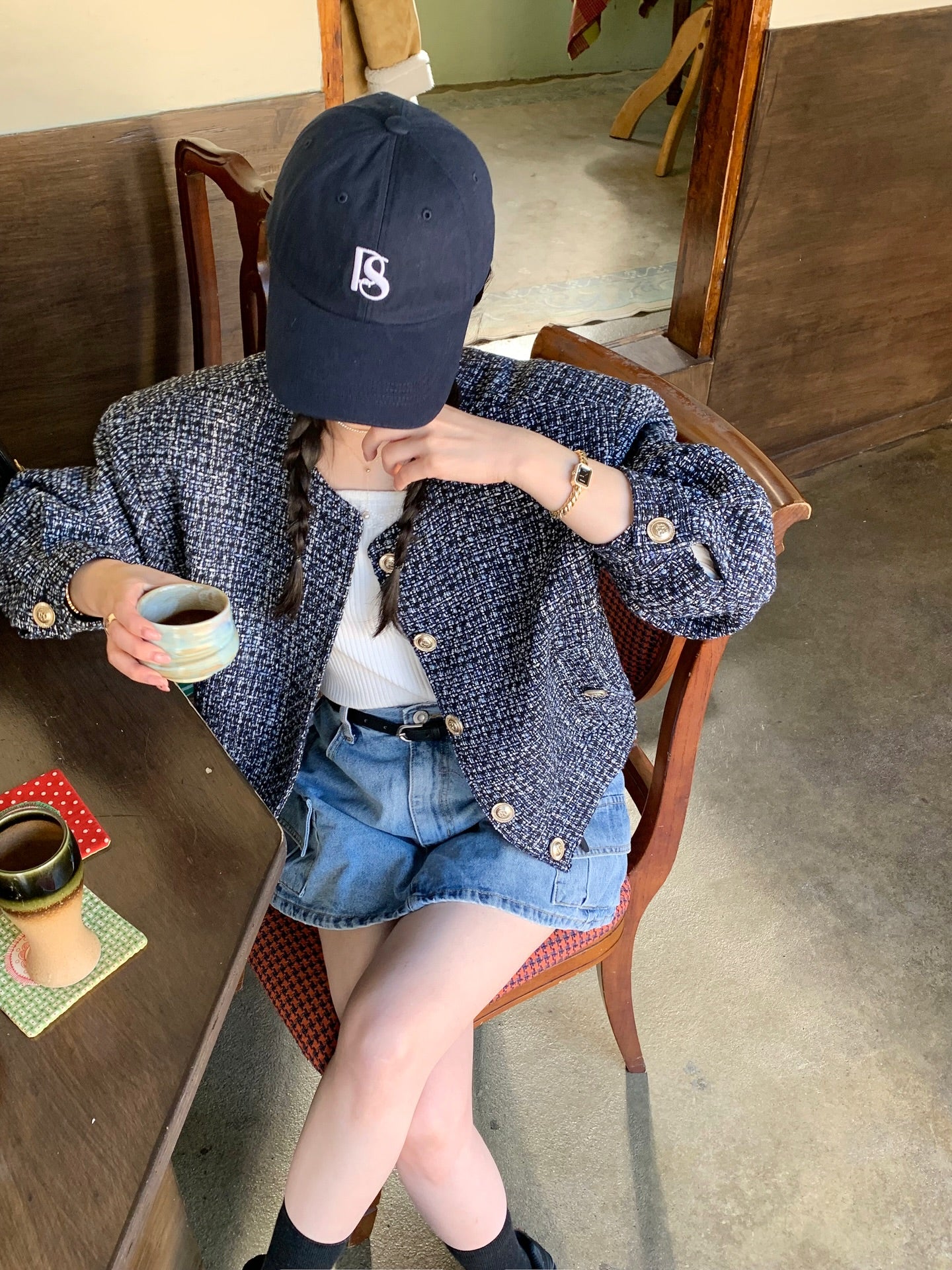 CGC6273-58B 粗花呢小香風夾克短外套(2色)