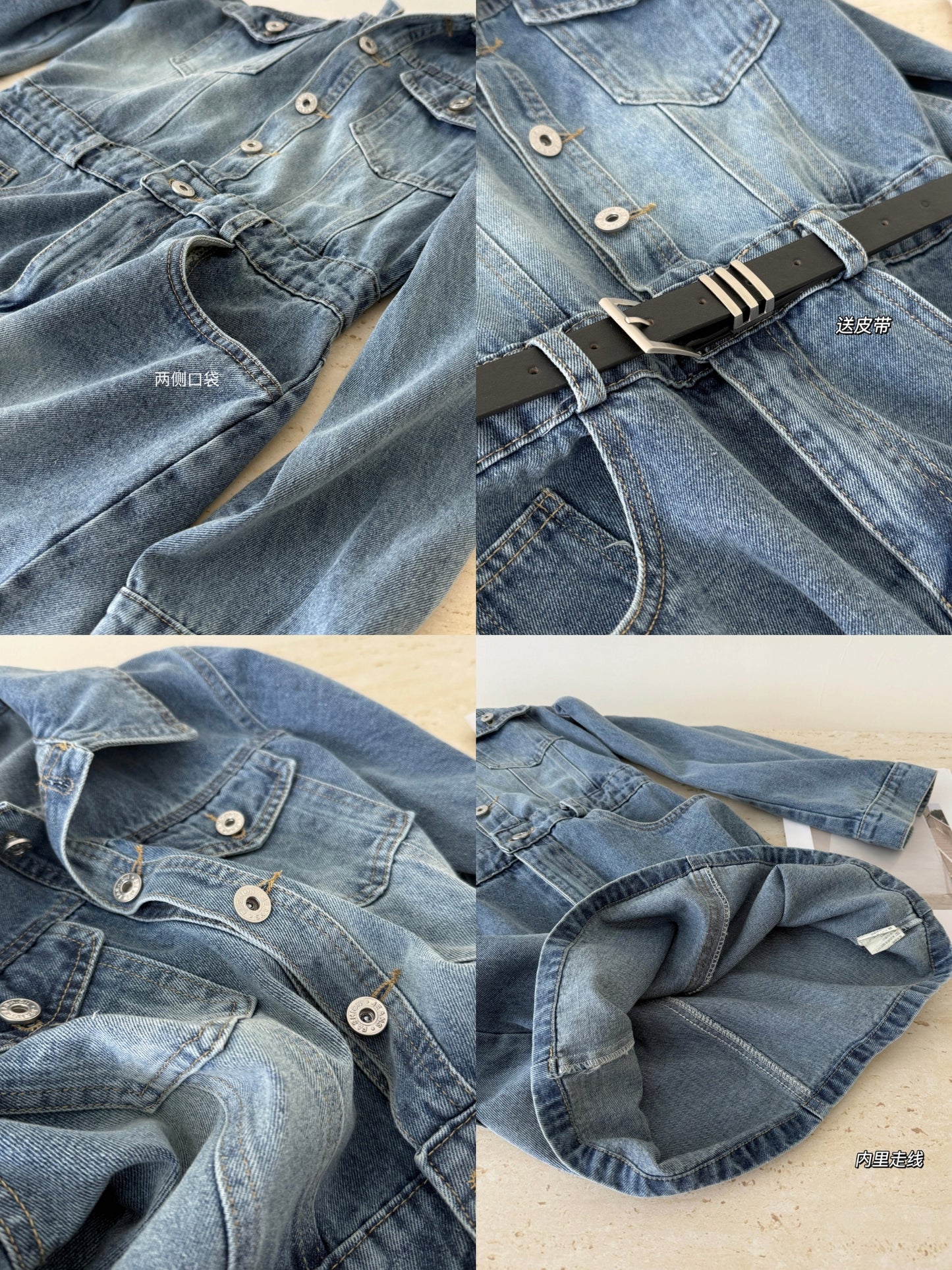 CGB8148A2-36H 翻领牛仔裙春秋纽扣设计感显瘦简约连衣裙