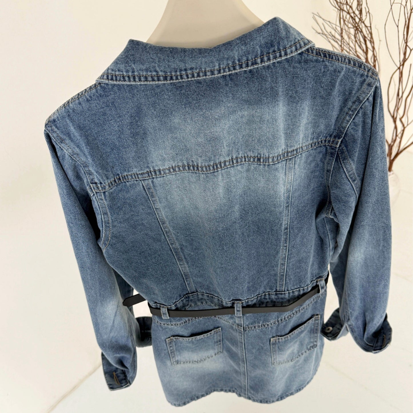 CGB8148A2-36H 翻领牛仔裙春秋纽扣设计感显瘦简约连衣裙