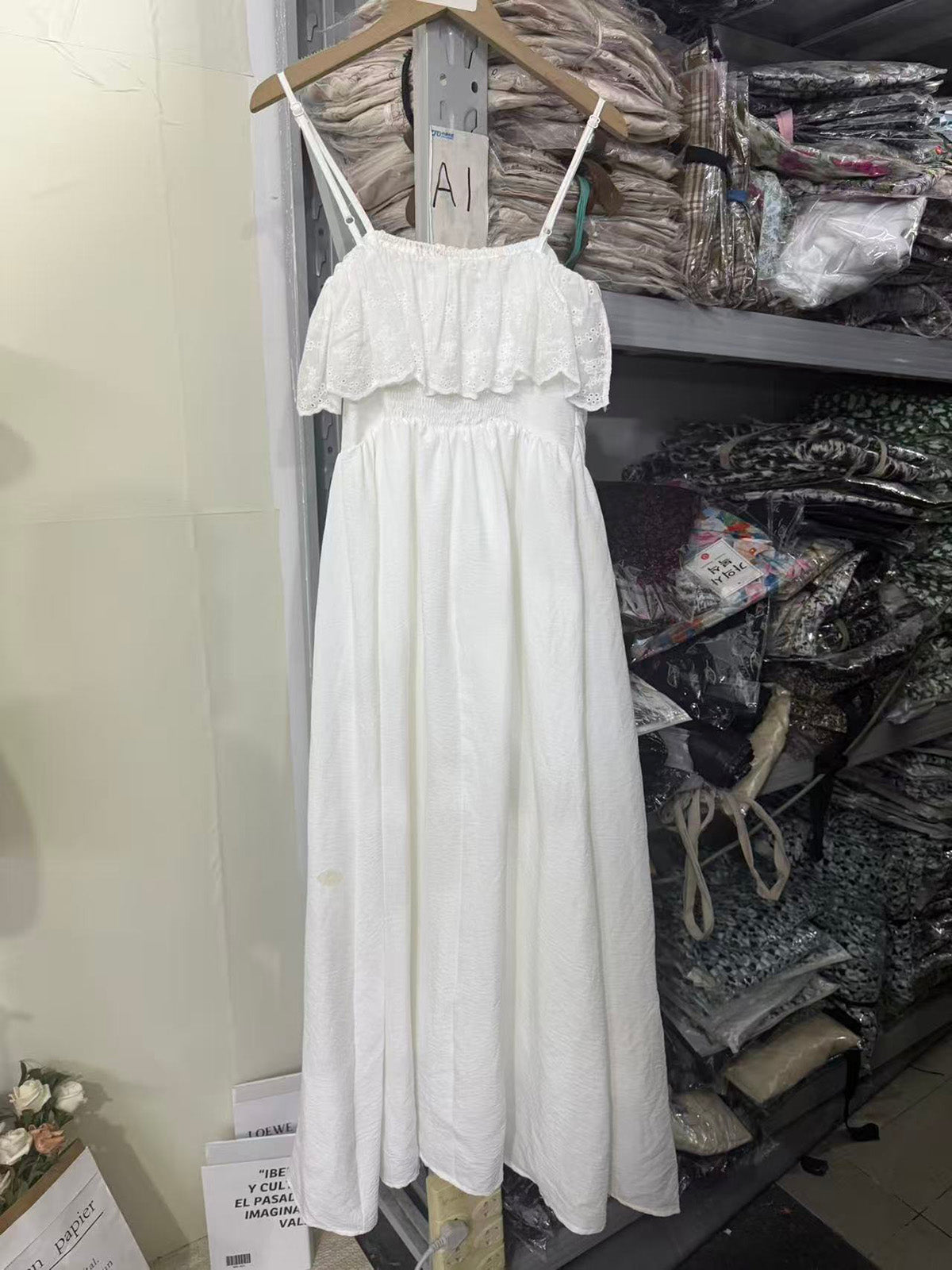 CGB6009-107B 荷葉拼接設計吊帶連衣裙