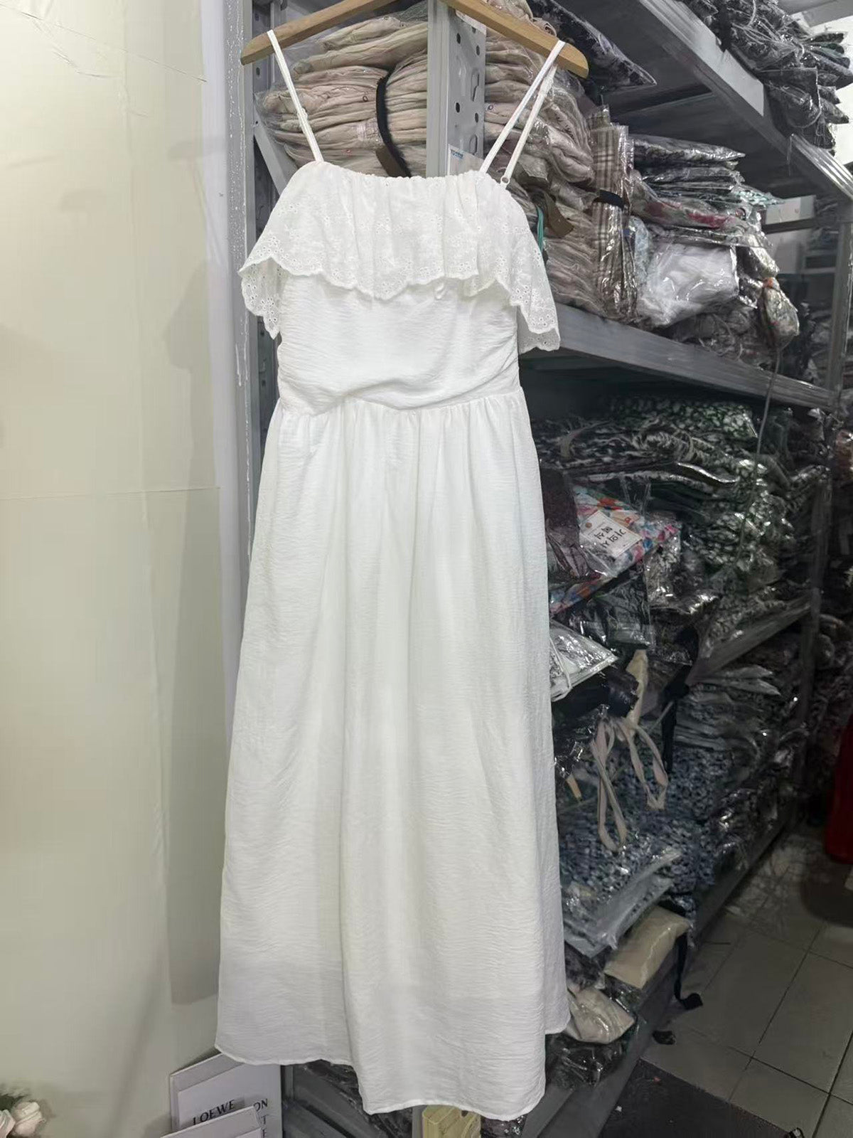 CGB6009-107B 荷葉拼接設計吊帶連衣裙