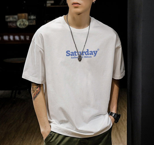 CBE425-96B 純棉200克國潮T恤短袖寬鬆上衣字母印花(4色)