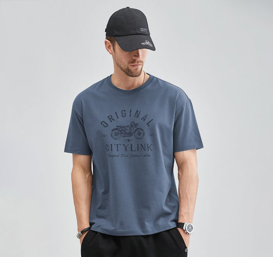 CBE530-96B 純棉200克國潮T恤短袖寬鬆上衣字母印花(4色)