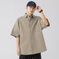 CBEK1712-8H 復古純色口袋短袖寬鬆工裝襯衫(3色)