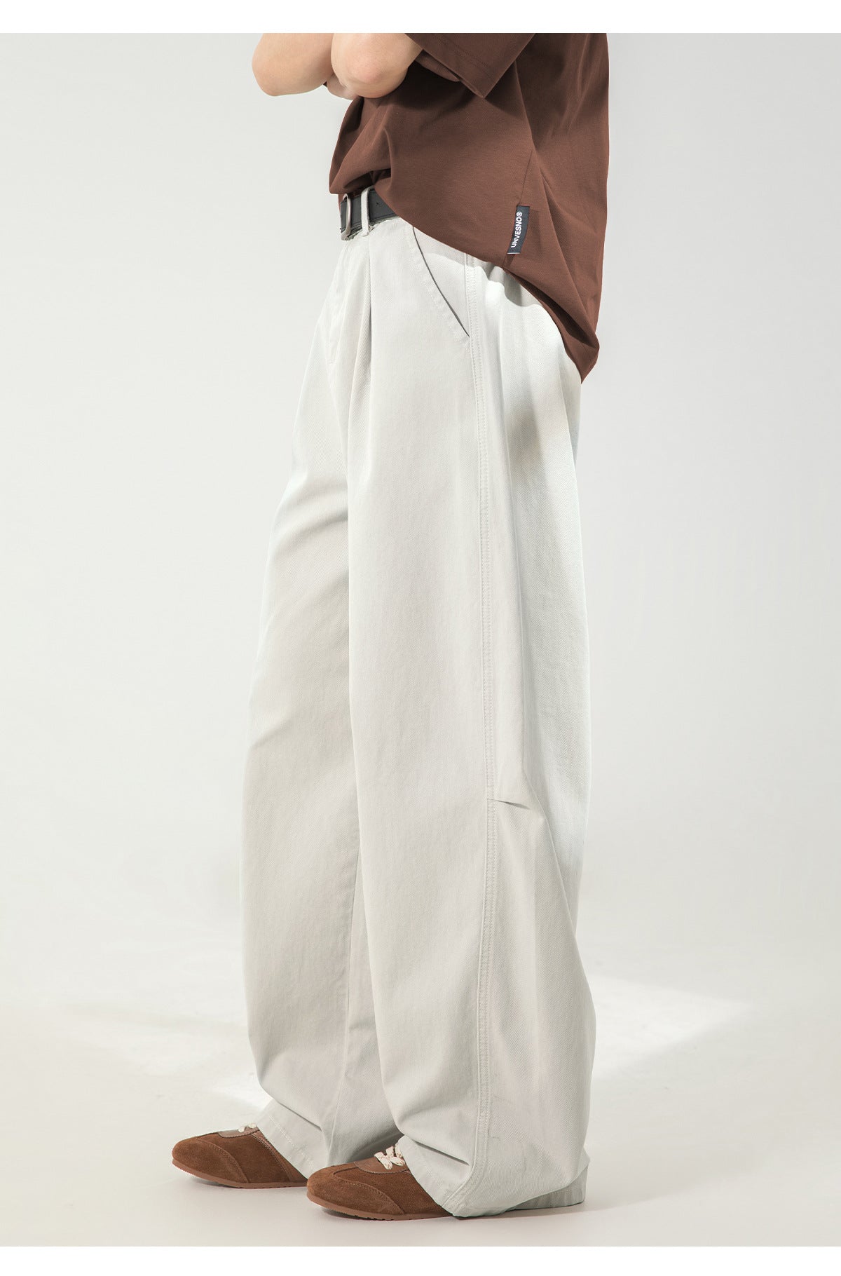 CBAOK2641-8H 分割打褶休閒褲春秋季純棉工裝直筒寬鬆長褲(3色)