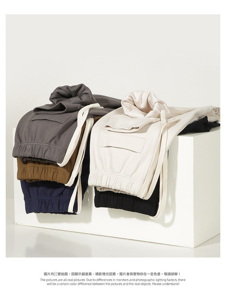 CBA93223-124B 秋季300g斜紋日系長褲錐型寬鬆純色針織束腳褲(5色)