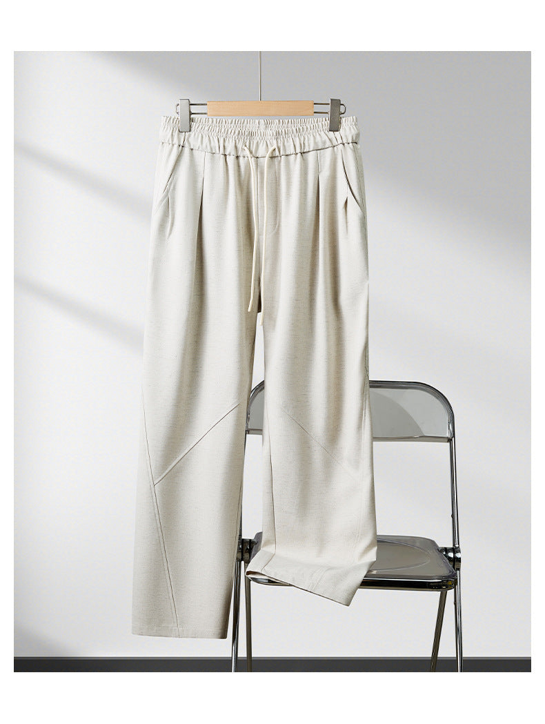 CBA93273-124B 日系390g秋季寬鬆亞麻直筒休閒褲(3色)