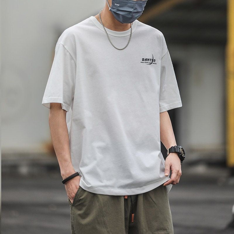 CBE0325-080-96B 夏季純棉200克短袖T恤美式寬鬆大碼(5色)