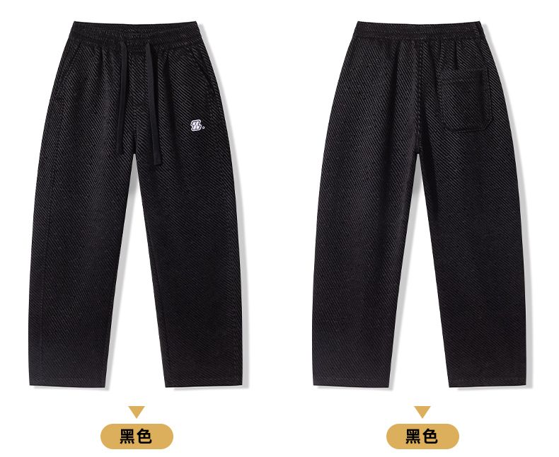 CBAZX2601JR-65B 冬季加絨加厚博澳絨彎刀鬆緊腰直筒休閒褲(3色)