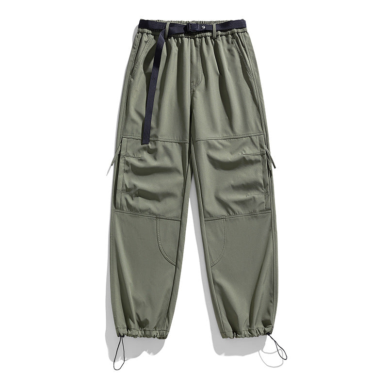 CBA2458-124B 日系拉鍊工裝褲寬鬆直筒束脚口袋長褲(3色)