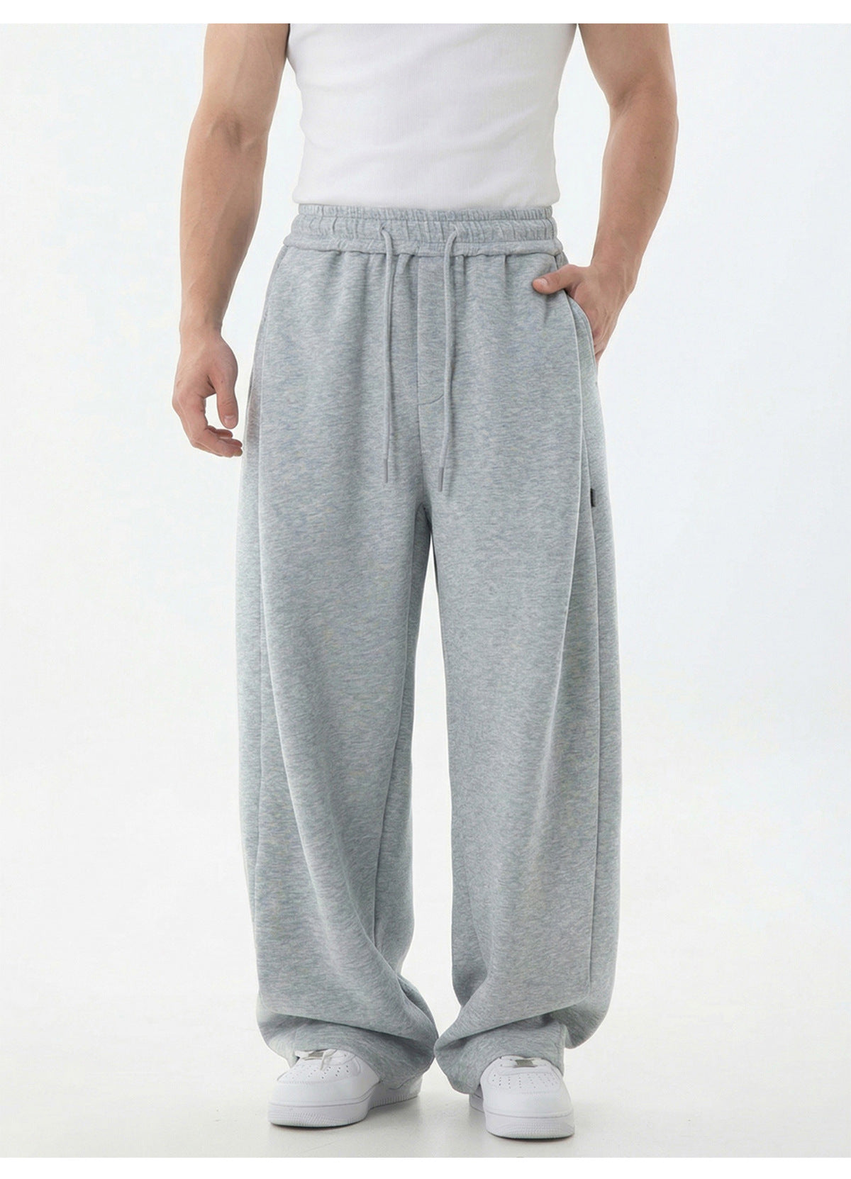 CBAOK2554-8H 春季分割拼接垂感寬鬆衛褲微收脚長褲(2色)