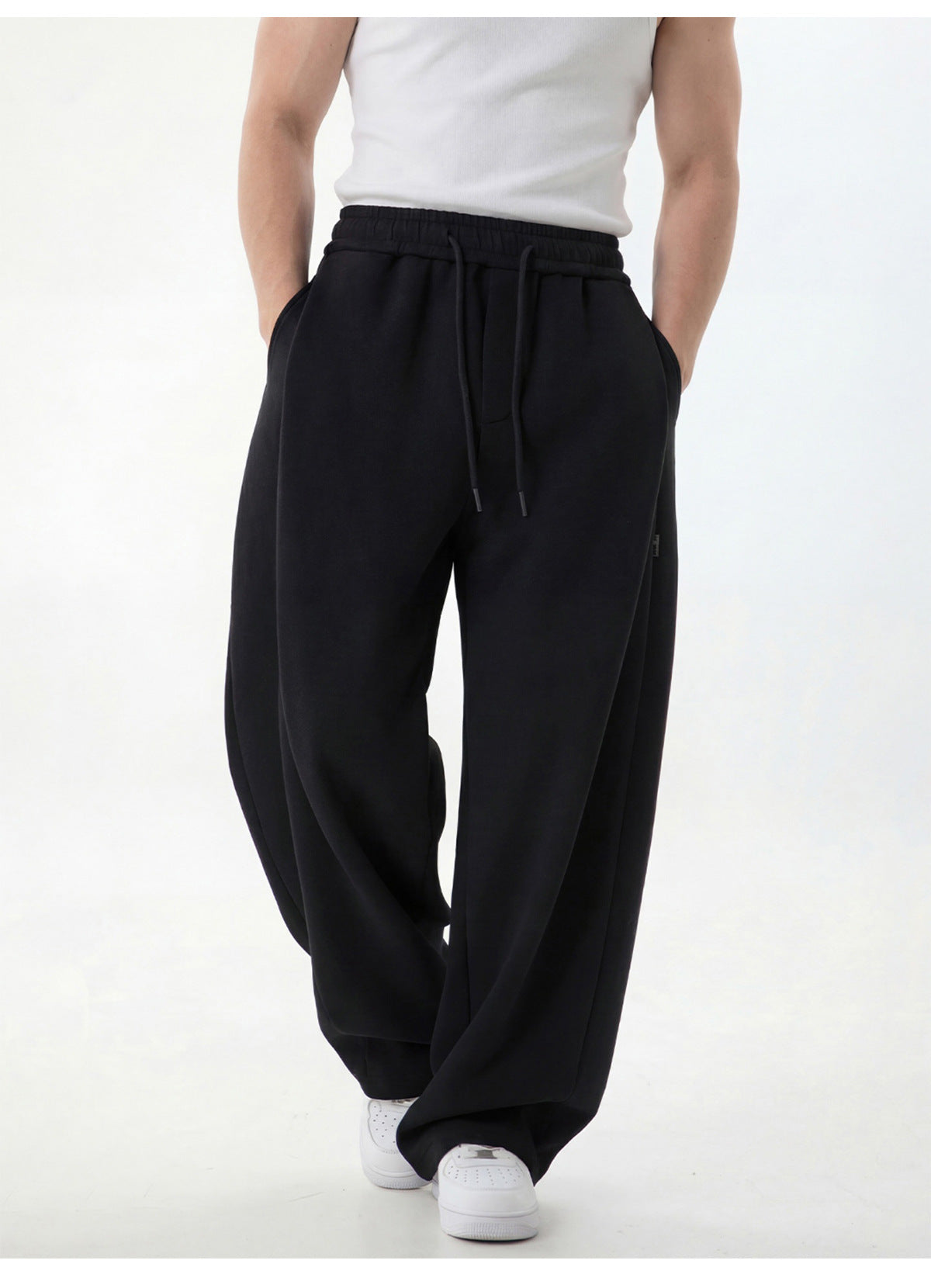 CBAOK2554-8H 春季分割拼接垂感寬鬆衛褲微收脚長褲(2色)