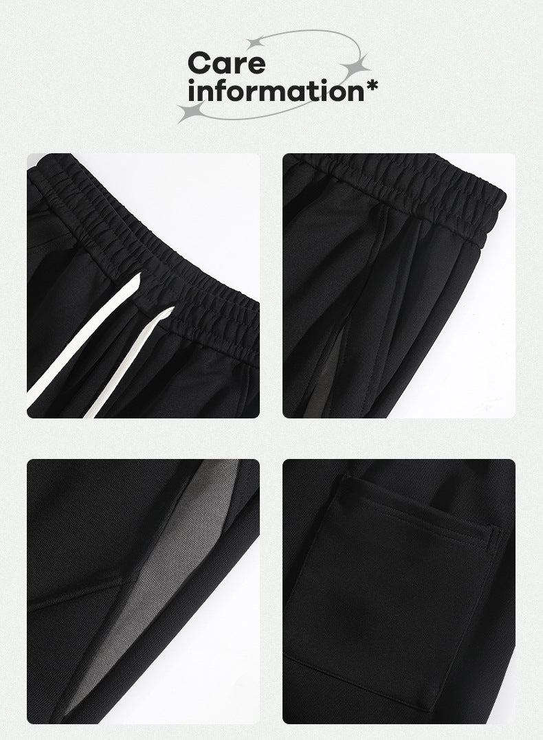 CBAdj2516-124B 拼色針織分割闊腿棉質百搭垂感直筒褲(2色)