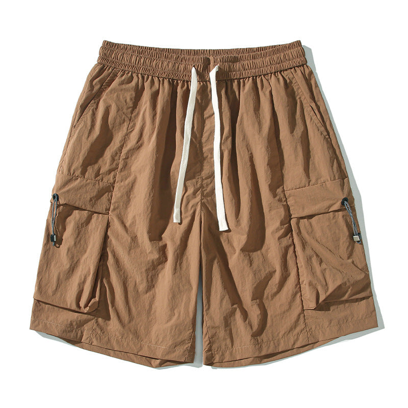 CBS2335-124B 立體口袋工裝速乾夏季寬鬆運動休閒垂感五分褲(3色)