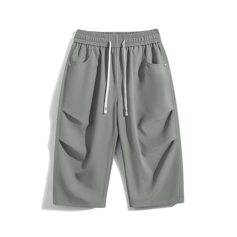 CBS2535-124B 夏季寬鬆冰絲凉感薄款休閒褲七分褲(4色)