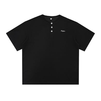 CBEMT7199-8H 肌理華夫格短袖T恤亨利領POLO衫260g寬鬆T恤(4色)