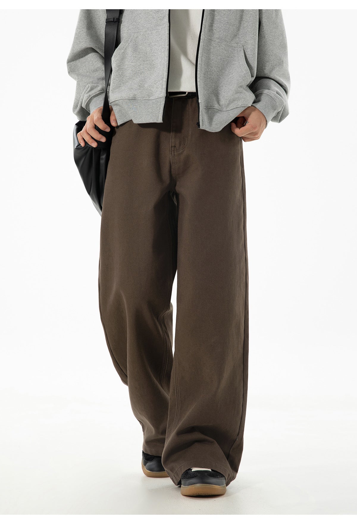 CBAMK2458-8H 斜紋微闊寬鬆直筒休閒褲純棉半鬆緊長褲(4色)