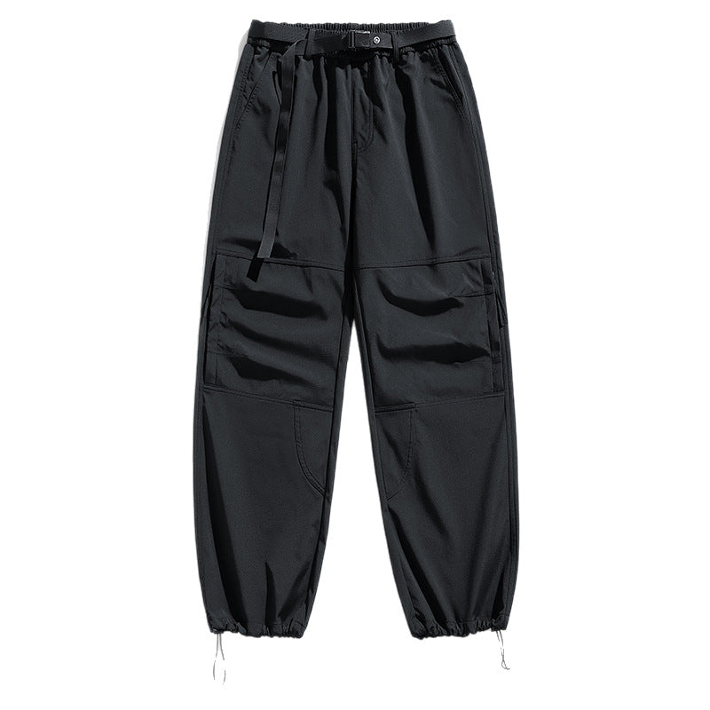 CBA2458-124B 日系拉鍊工裝褲寬鬆直筒束脚口袋長褲(3色)