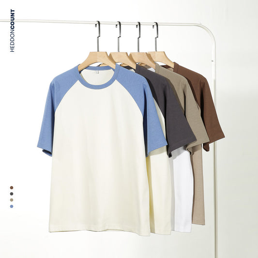 CBE23692-124B 日系配色插肩袖復古撞色短袖(6色)