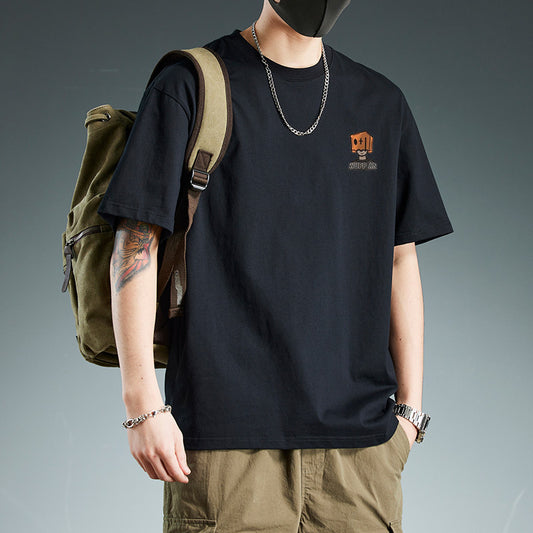 CBE8032-96B 純棉200克國潮T恤短袖寬鬆上衣字母印花(5色)