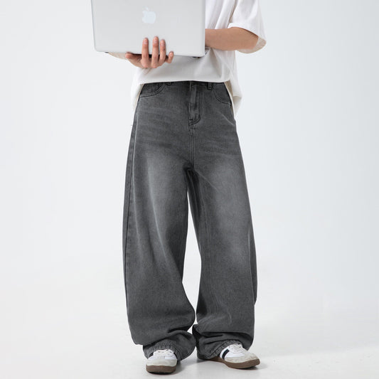 CBAMN2433-8H 做舊水洗闊腿牛仔褲春夏款廓形寬鬆長褲(3色)