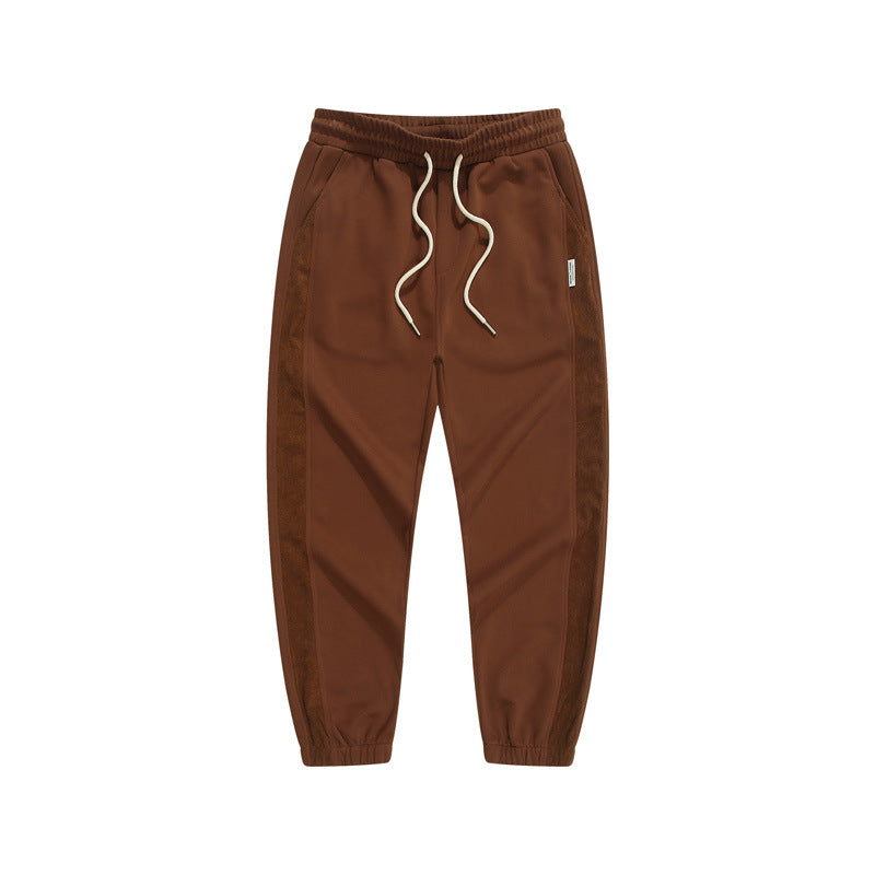 CBA93263-124B 空氣層易打理寬鬆條紋拼接束脚長褲(5色)