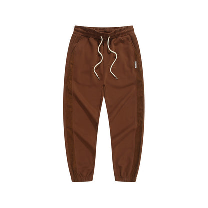 CBA93263-124B 空氣層易打理寬鬆條紋拼接束脚長褲(5色)