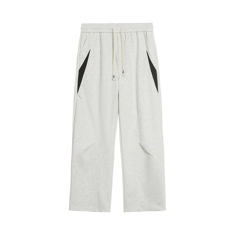 CBAdj2516-124B 拼色針織分割闊腿棉質百搭垂感直筒褲(2色)