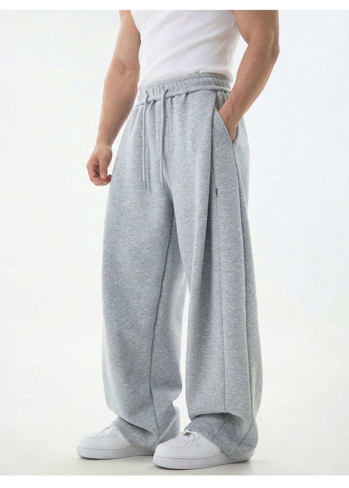 CBAOK2554-8H 春季分割拼接垂感寬鬆衛褲微收脚長褲(2色)