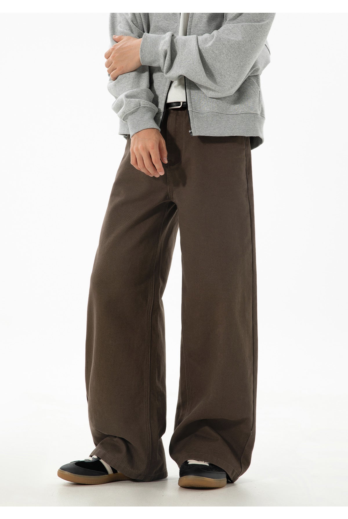 CBAMK2458-8H 斜紋微闊寬鬆直筒休閒褲純棉半鬆緊長褲(4色)