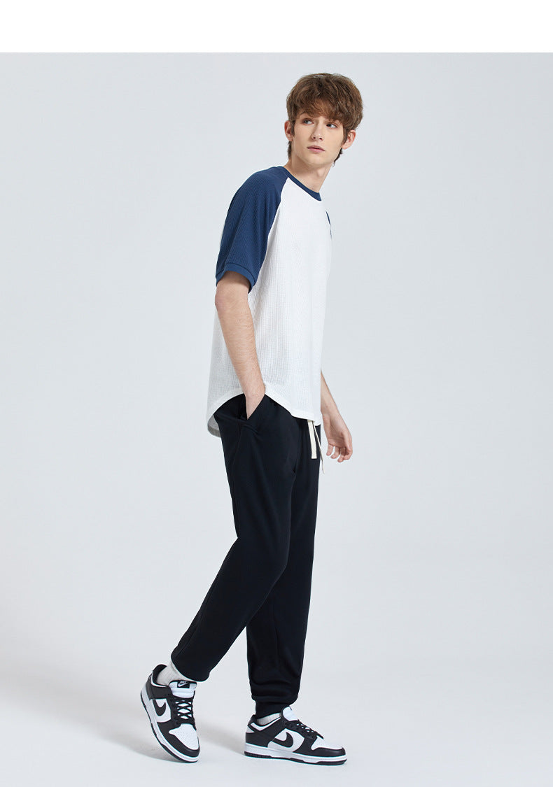 CBA93223-124B 秋季300g斜紋日系長褲錐型寬鬆純色針織束腳褲(5色)