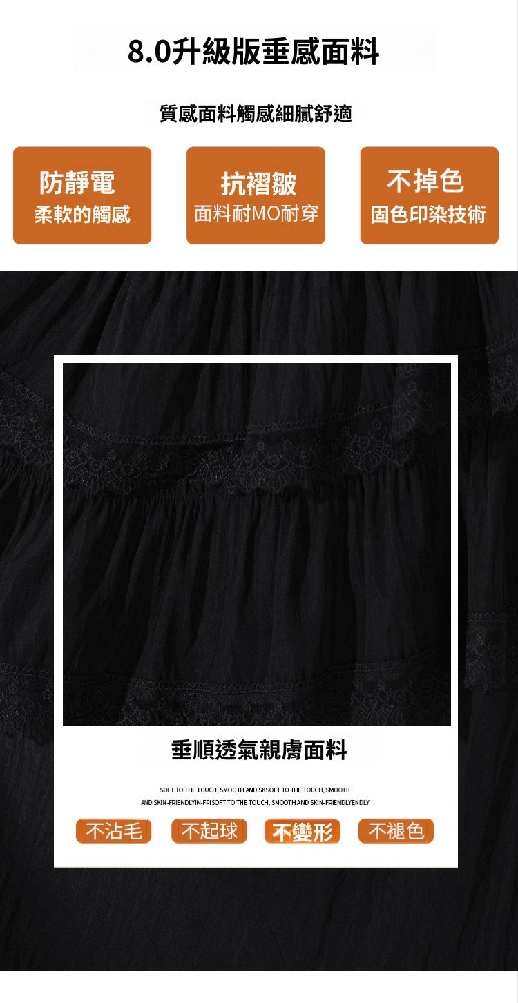 📺︎︎ CGS9326-36H 蕾絲花邊蛋糕裙拼接荷葉邊半身裙(3色)