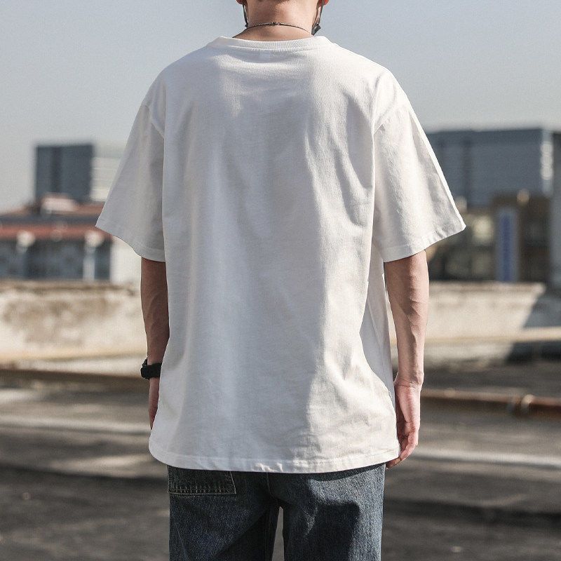 CBE341-96B 純棉200克夏季新款時尚簡約韓系百搭印花寬鬆圓領T恤(5色)
