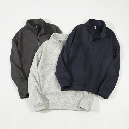 CBD55673-1-124B 半拉鍊立領重磅提花抓絨秋冬360G加厚上衣(3色)