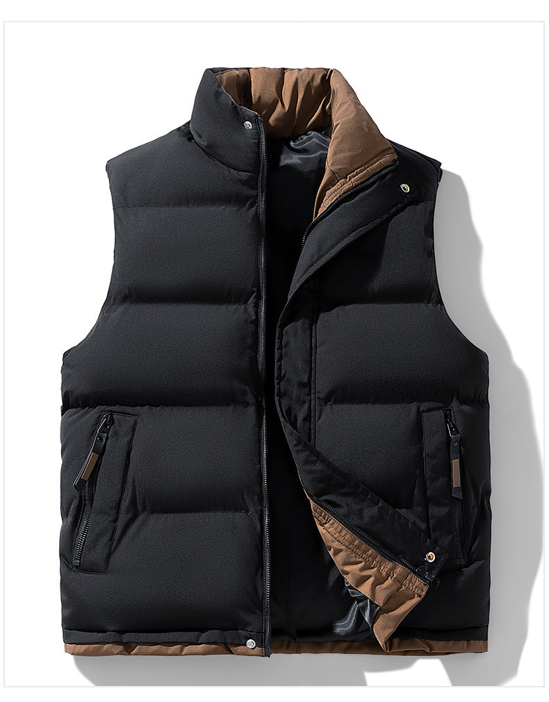 CBEMT2592-124B 秋冬加厚保暖立領拼色戶外無袖坎肩背心(2色)