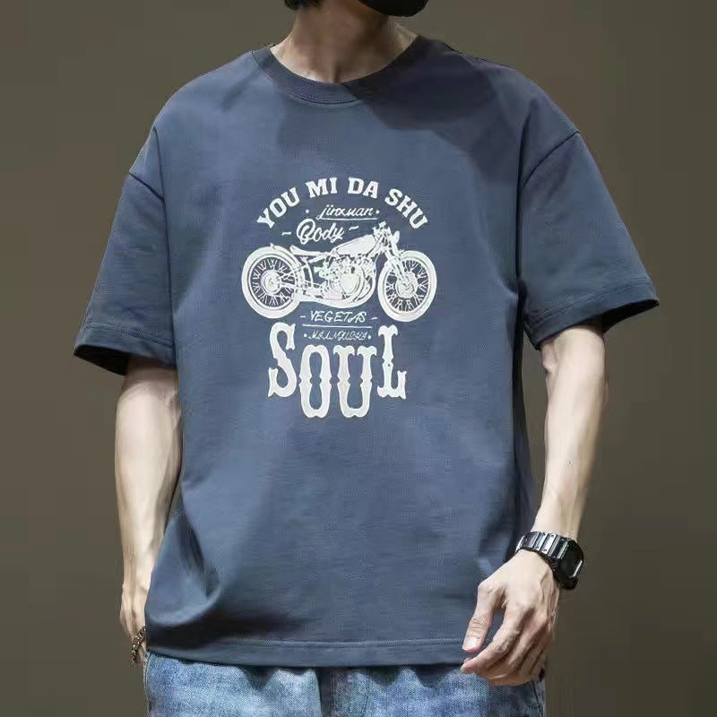 CBE383-96B 純棉200克夏季短袖T恤寬鬆圓領潮流上衣(5色)