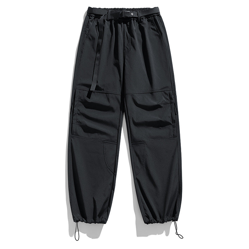 CBA2458-124B 日系拉鍊工裝褲寬鬆直筒束脚口袋長褲(3色)