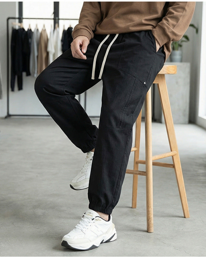 CBA7005-124B 春秋季鉚釘分割拼接束腳褲寬鬆薄款休閒褲(3色)