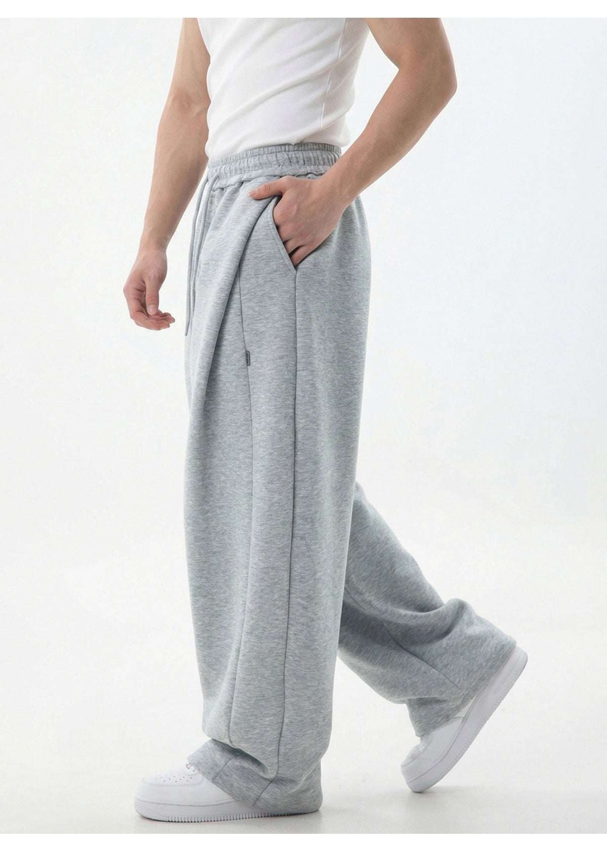 CBAOK2554-8H 春季分割拼接垂感寬鬆衛褲微收脚長褲(2色)