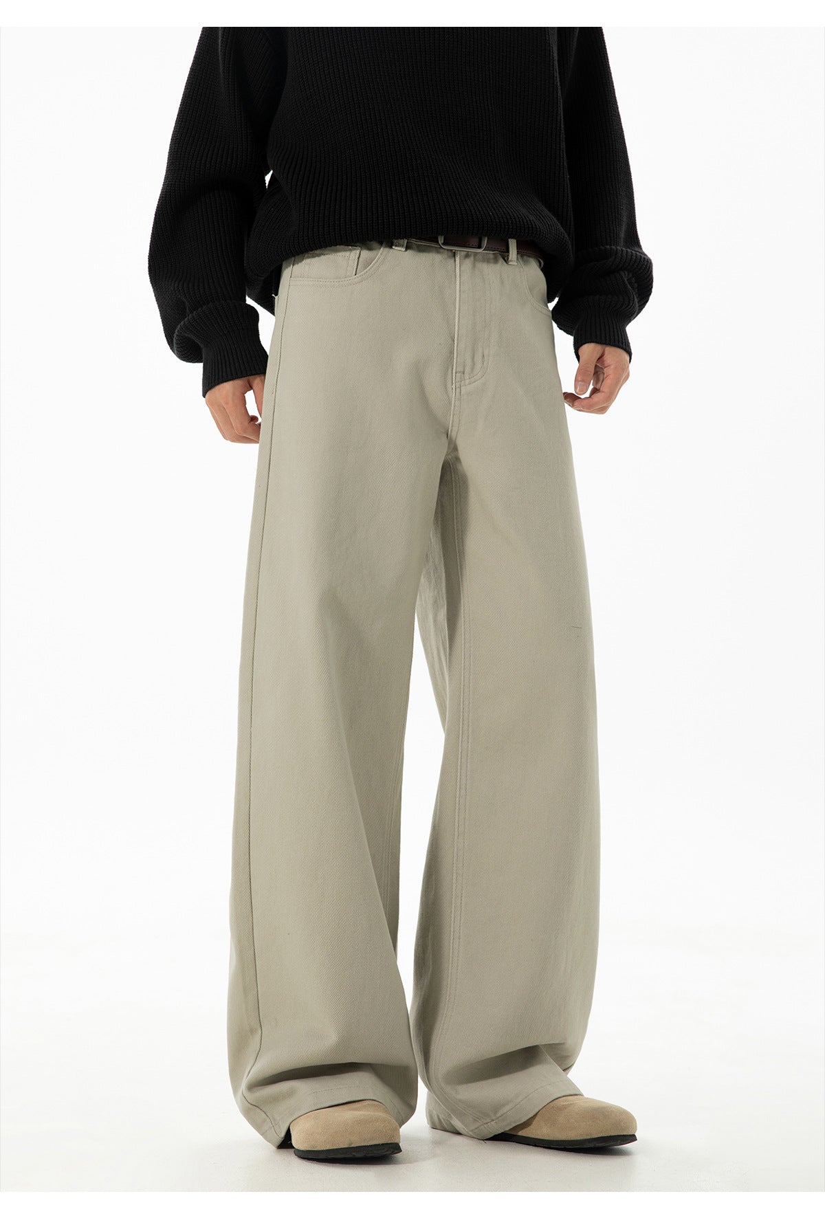 CBAMK2458-8H 斜紋微闊寬鬆直筒休閒褲純棉半鬆緊長褲(4色)