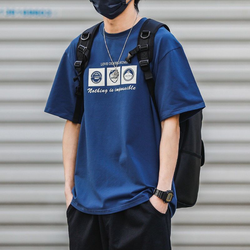 CBECK319-96B 夏季純棉200克半袖復古印花短袖T恤(5色)