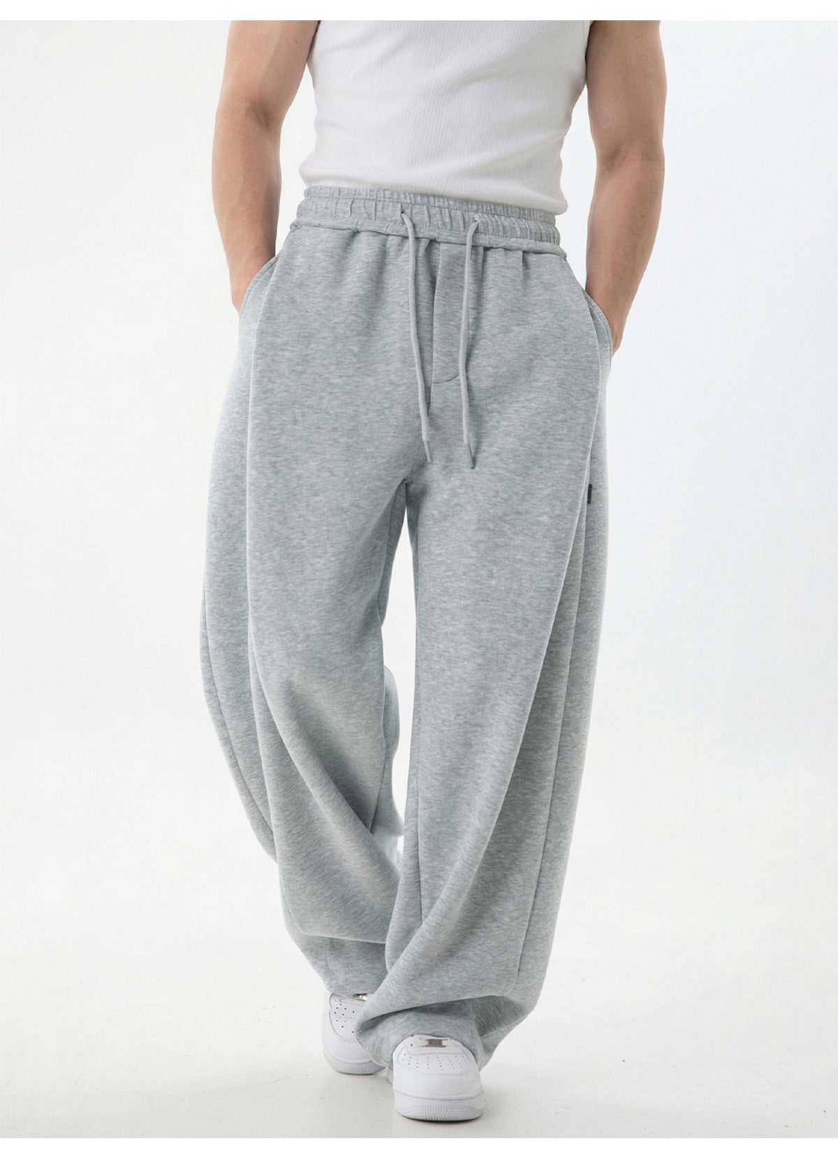 CBAOK2554-8H 春季分割拼接垂感寬鬆衛褲微收脚長褲(2色)