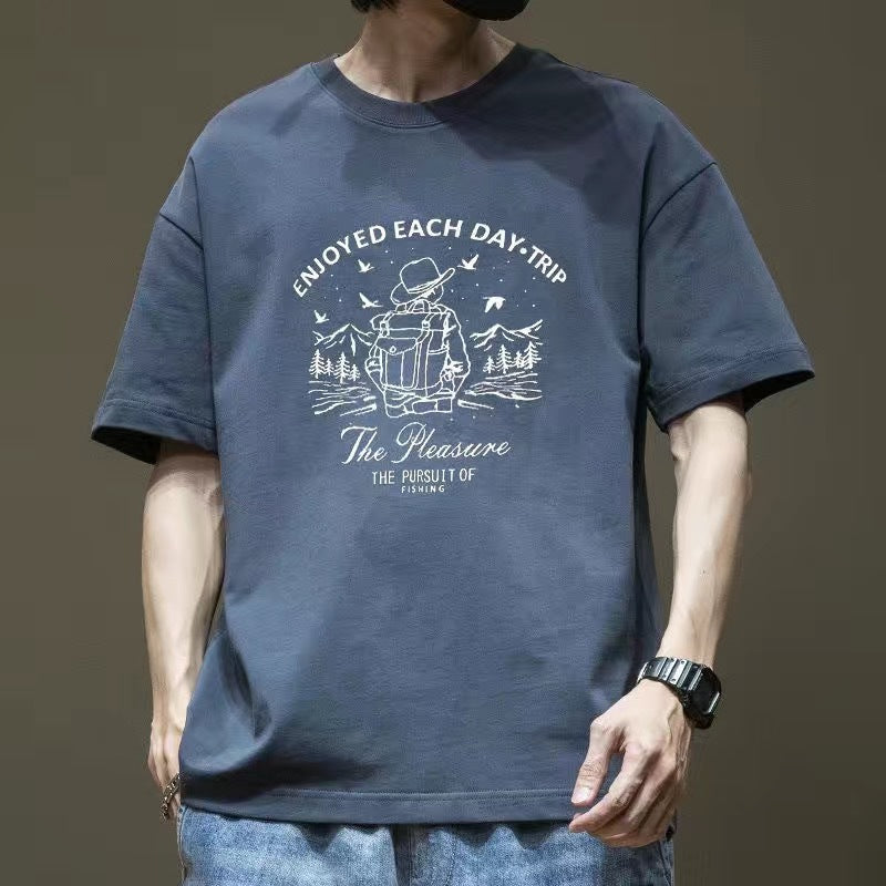 CBE619-96B 純棉200克短袖T恤潮牌重磅純棉寬鬆休閒上衣(5色)